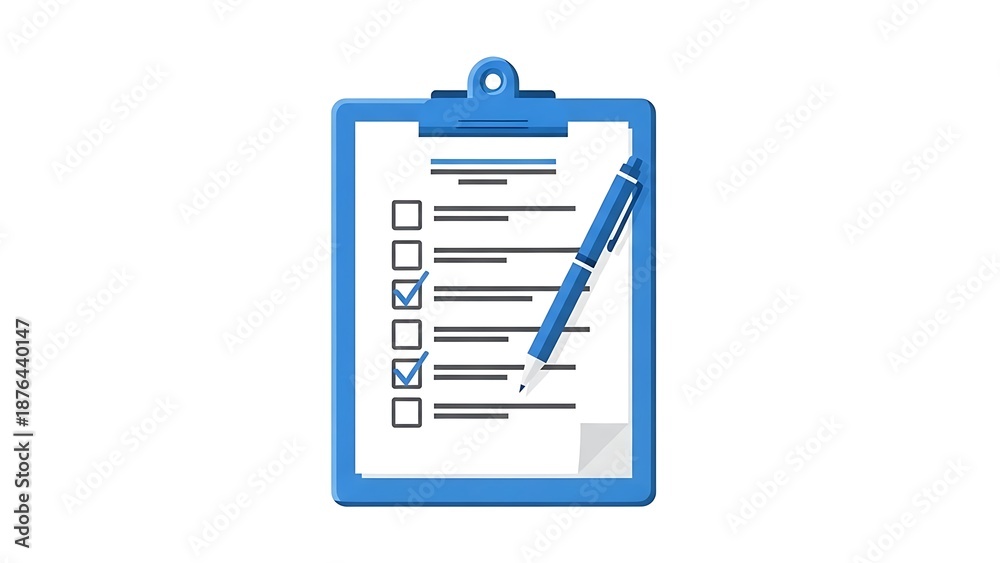 Fototapeta premium Clipboard with checklist and pen for making notes and completing tasks.