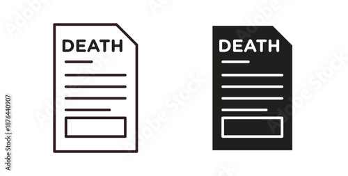 Death certificate icons. Vector linear icon isolated on white background.