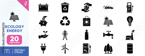 Ecology and Sustainable Energy Icons