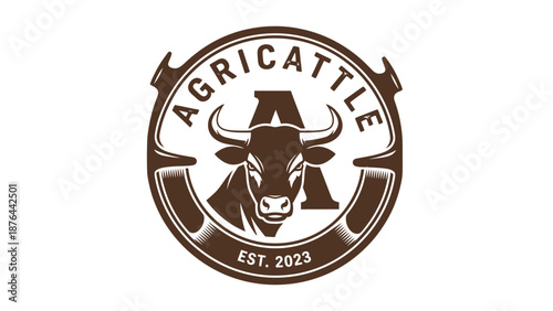 Brown Cow Head Logo Design Element.