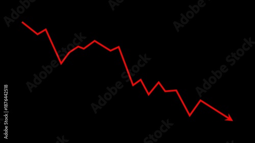 Business graph crash down with red arrow