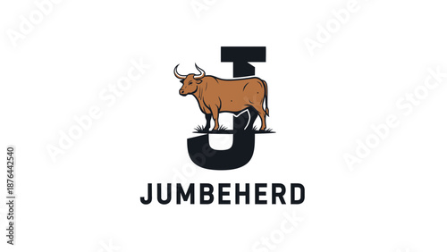 Brown Cow Standing on Letter J.