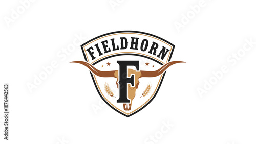 Fieldhorn Logo with Longhorn Emblem Design.