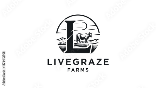 Livestock Grazing Farm Logo Design Element.