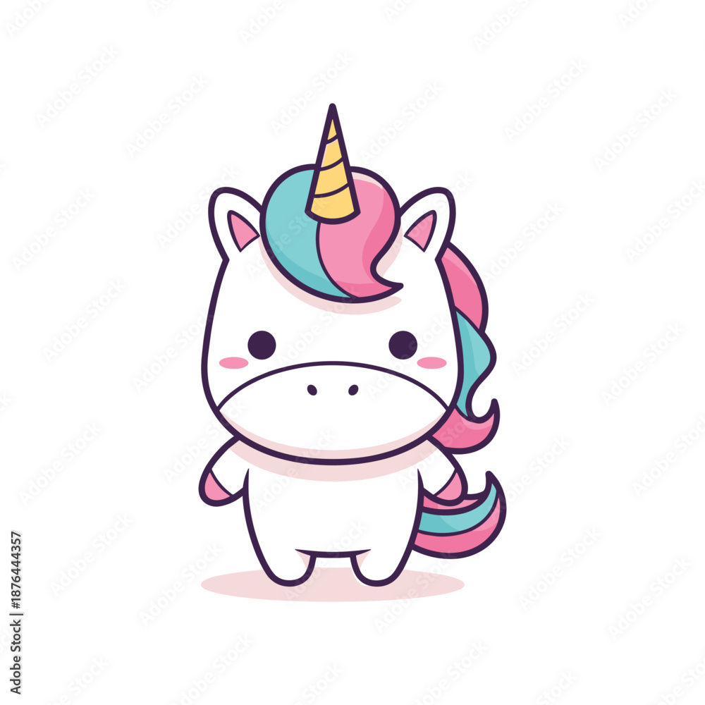 Naklejka premium Adorable Cartoon Unicorn Illustration