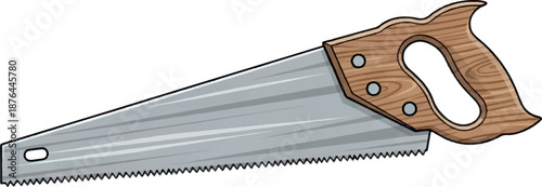 hand saw with wooden handle carpentry tool cutting wood.