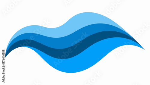 Abstract wavy lines of varying blue tones on a white background