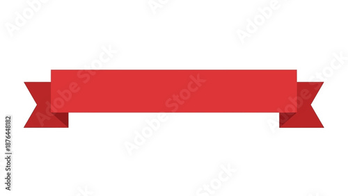 Vibrant red blank ribbon banner design element ready for custom text or special announcements, ideal for decorative labels and festive promotions
