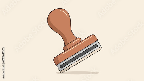 A stylized illustration of a wooden rubber stamp with a brown handle