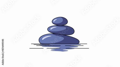 Photography A stack of smooth, blue-toned stones is balanced precariously above a rippling s