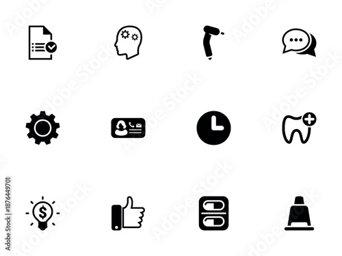 Mixed Collection of Dental and Corporate Business Vector Icons