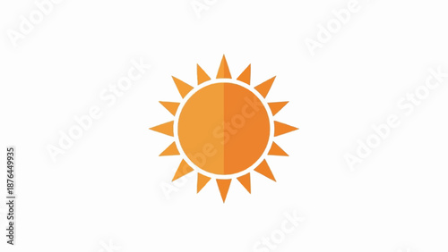 A stylized, orange sun with pointed rays on a white background
