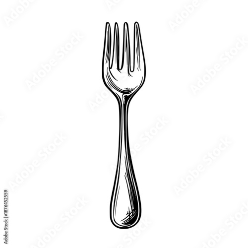 Elegant Titanium Fork Elevates Dining Experience | Clean, isolated vector art for creative projects.
