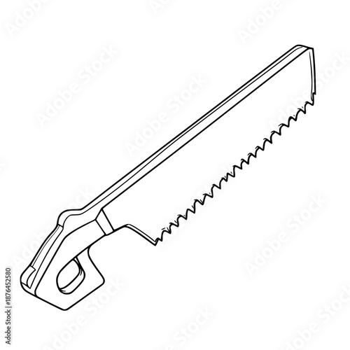 Elegant Line Art Minimalist Hand Saw | Clean, isolated vector art for creative projects.