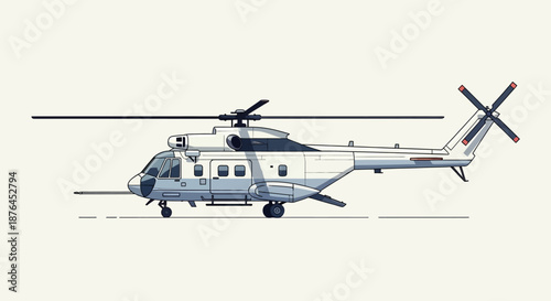 Modern helicopter in flat design style