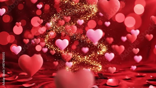 Floating hearts and bokeh background for celebrations and romantic imagery