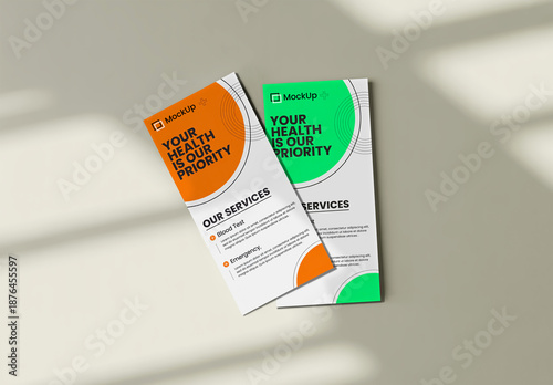 DL Flyer Mockup Duo with Realistic Shadow