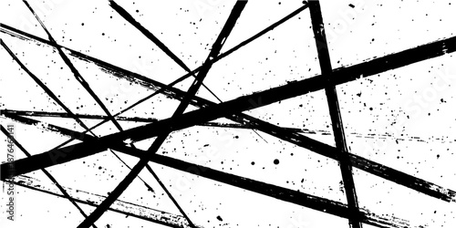 Seamless geometric vector illustration of a black and white grunge background featuring a metal grid pattern with blue line connections for a modern business technology network wallpaper design