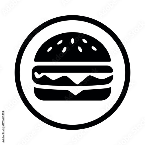 
An illustration showing a black burger logo icon on a white background