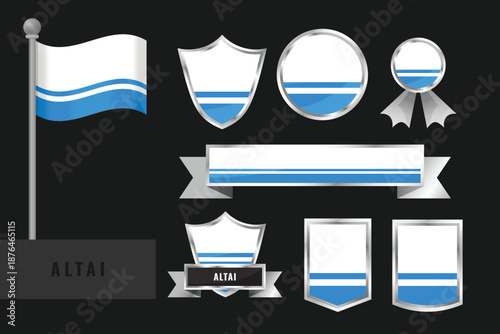 Altai flag set. Collection of Altai national emblems. Flat design of flags collection