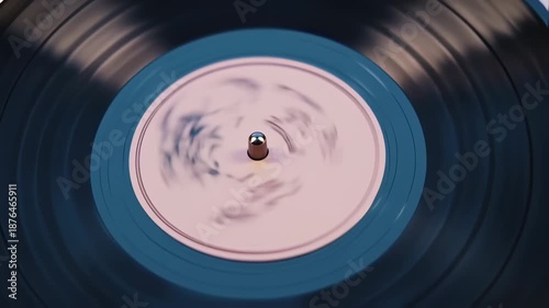 Spinning Vinyl Record Close Up Vintage Music Player.