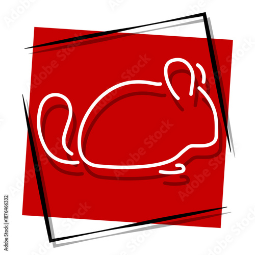 chinchila, red banner in a frame. Vector illustration on a white background.