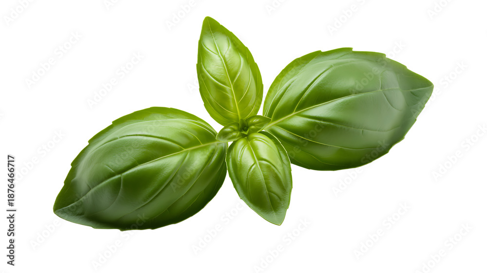 Fototapeta premium Fresh green basil leaves isolated on transparent background