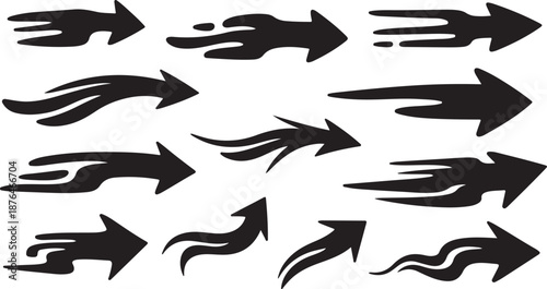 Collection of black arrows on white background various styles