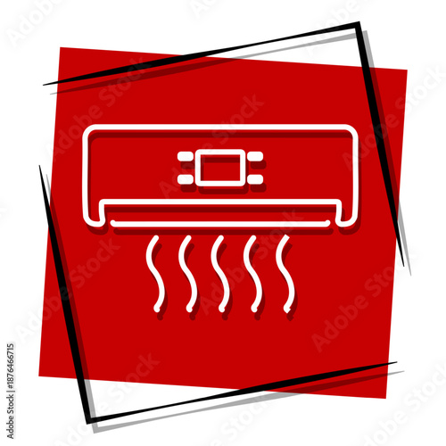 air conditioner red banner in a frame. Vector illustration on a white background.