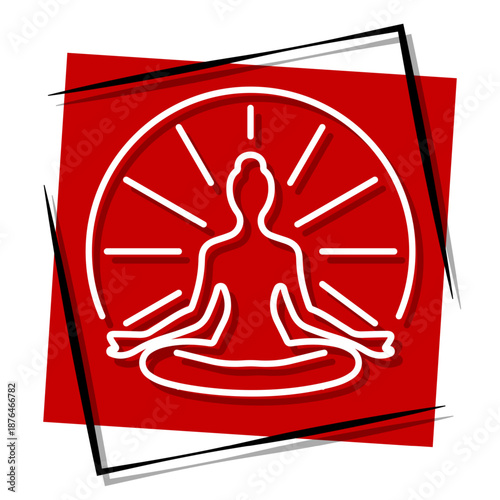 buddhism red banner in a frame. Vector illustration on a white background.