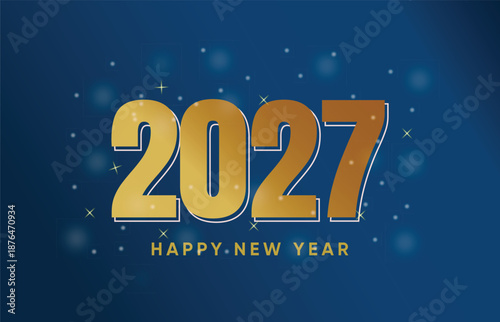 Happy New Year 2027 Celebration Background on Blue