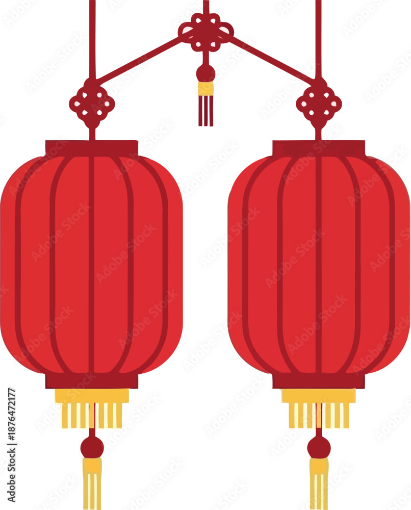 Obraz premium Chinese New Year Red Lanterns Vector Illustration for Festive Holiday Decoration and Celebration
