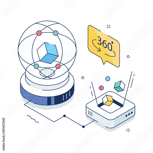 An isometric illustration highlighting virtual data and immersive analytics
