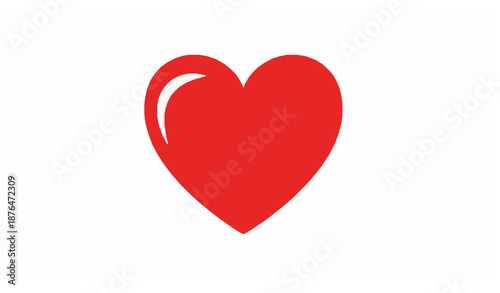 Elegant red heart with soft curves on white background flat vector illustration