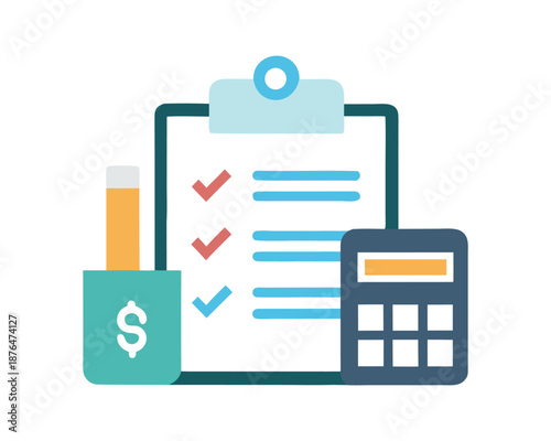 Financial Checklist and Accounting Flat Illustration
