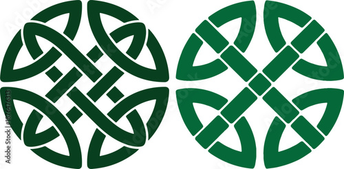 Minimalist Dark Green Celtic Cross Knot Icon Vector Symbol Design