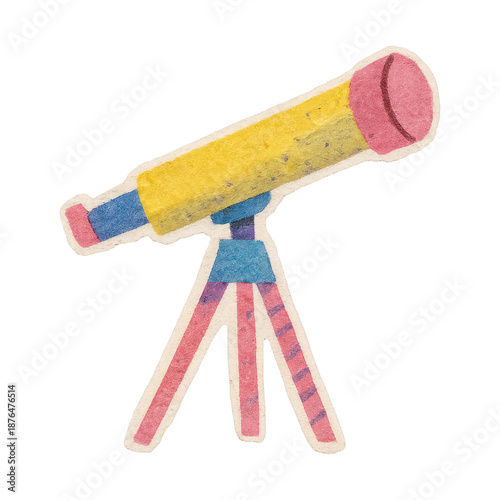 PNG Colorful telescope illustration sticker. © Rawpixel.com