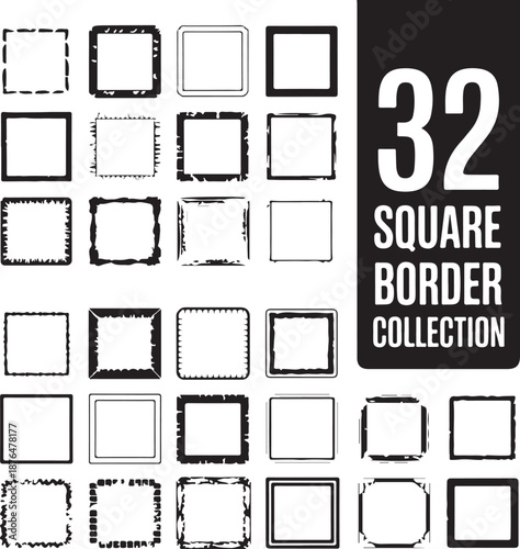 Vector illustration. Set of frames in grunge style. Dirty frame with a splash of black paint. Transparent background. Design elements for banner, poster, flyer, invitation, card, social networks