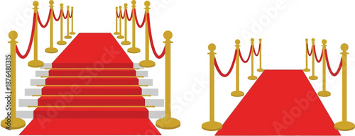 Red Carpet Staircase and Flat Red Carpet on transparent background silhouette
