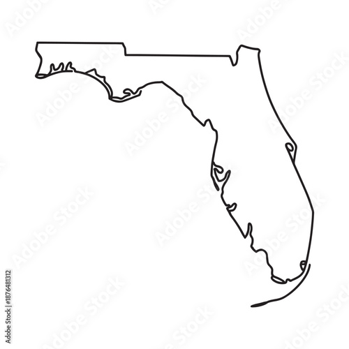 a black line drawing of the state of florida