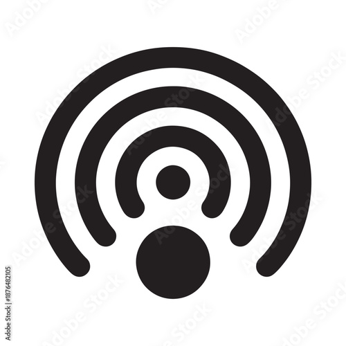 Black wifi symbol on a white background