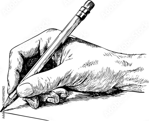 Detailed drawing of a hand holding a pencil sketching.