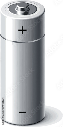 Create a lithium ion battery isolated on white. 3d render vector art with white background.