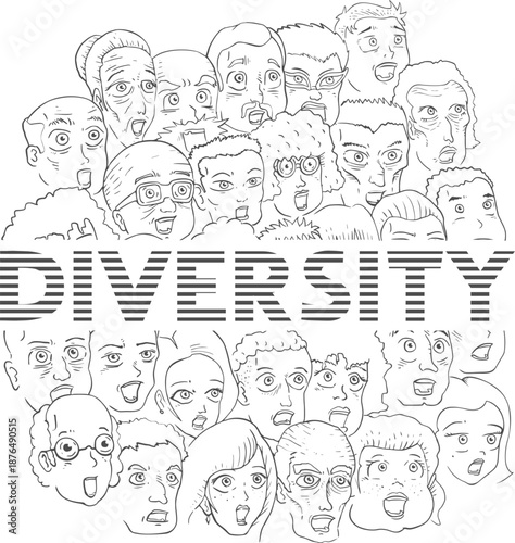Diversity message and many people illustration design