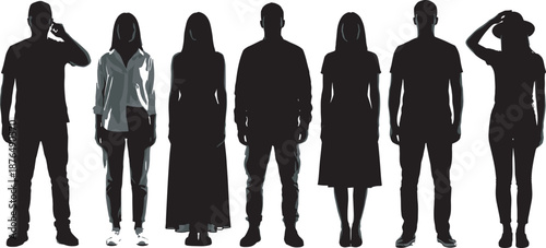 Large Collection of Diverse People Silhouettes Including Professionals Business Leaders Disabled Elderly Children and Service Workers Isolated on White Background for Inclusive Community 