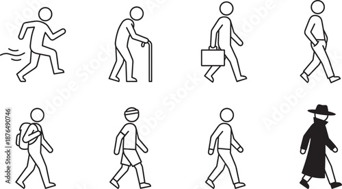 Large Collection of Diverse People Silhouettes Including Professionals Disabled Elderly Children and Service Workers Isolated on White Background for Inclusive Community and Social Representation