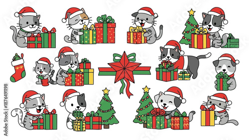 Festive felines and canines adorable cats and dogs celebrating the christmas season