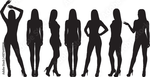 Extensive Collection of Casual People Silhouettes Walking and Standing in Everyday Clothing Isolated on White Background for Urban Lifestyle and Diverse Pedestrian Street Scenes