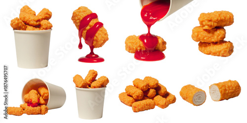 Delicious chicken nuggets isolated on transparent background