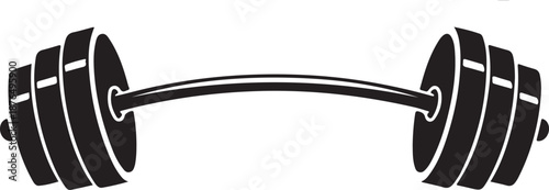 Vector hand drawn silhouette of curved dumbbell isolated on white background. Template for sport icon, symbol, logo or other branding. Modern retro illustration